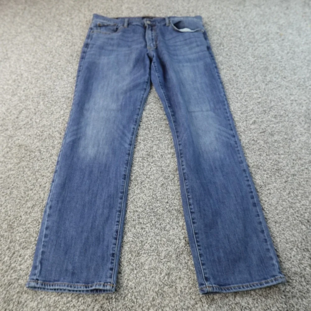 Lucky Brand Jeans Mens 34X32 Dark Blue Denim Pants 221 Straight Stretch Preppy‎